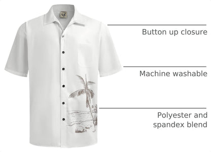 HOTHardaddy Men's Hawaiian Shirt Short Sleeves Coconut Printed Button Down Summer Beach Casual Shirts