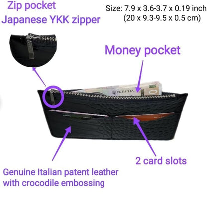 HOTINGVARR Unique Patent Slim Leather Wallet for women | Crocodile wallet | Gift For Her | Handmade wallet (Red)