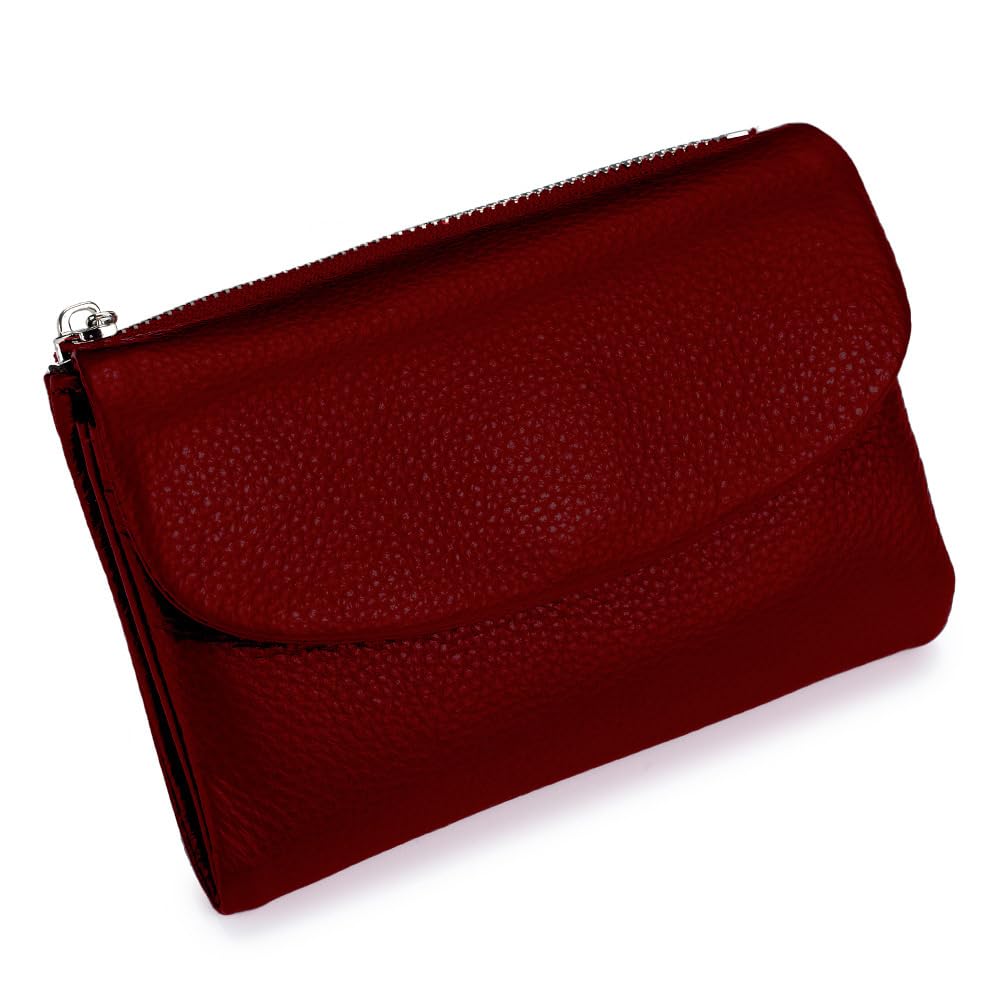HOTLECDOA Unisex Pebble Leather Wallet, Short Genuine Leather Coin and Card Wallet, Small Wallets for Women, Suitable for Coins and Cards (#15)