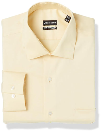 HOTVan Heusen Men's Dress Shirt Regular Fit Ultra Wrinkle Free Flex Collar Stretch Solid