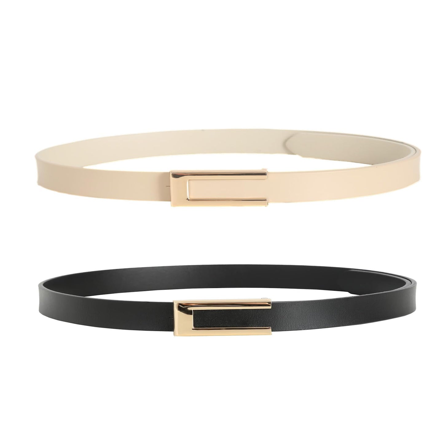 HOTYooAi Womens Leather Belt Skinny Waist Belt for Dresses Jeans Pants with Gold Buckle