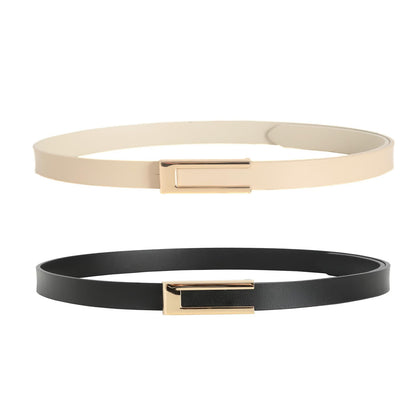 HOTYooAi Womens Leather Belt Skinny Waist Belt for Dresses Jeans Pants with Gold Buckle