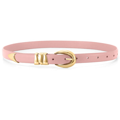 HOTWHIPPY Women Skinny Leather Belt for Jeans Pants Dresses Ladies Fashion Waist Belt with Shiny Gold Buckle