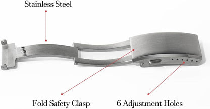 HOTwatchdives Watch Buckle 16mm/18mm/20mm/22mm Fold Safety Milled Clasp Replacement Stainless Steel Watchband Clasp (Silver, 16mm)