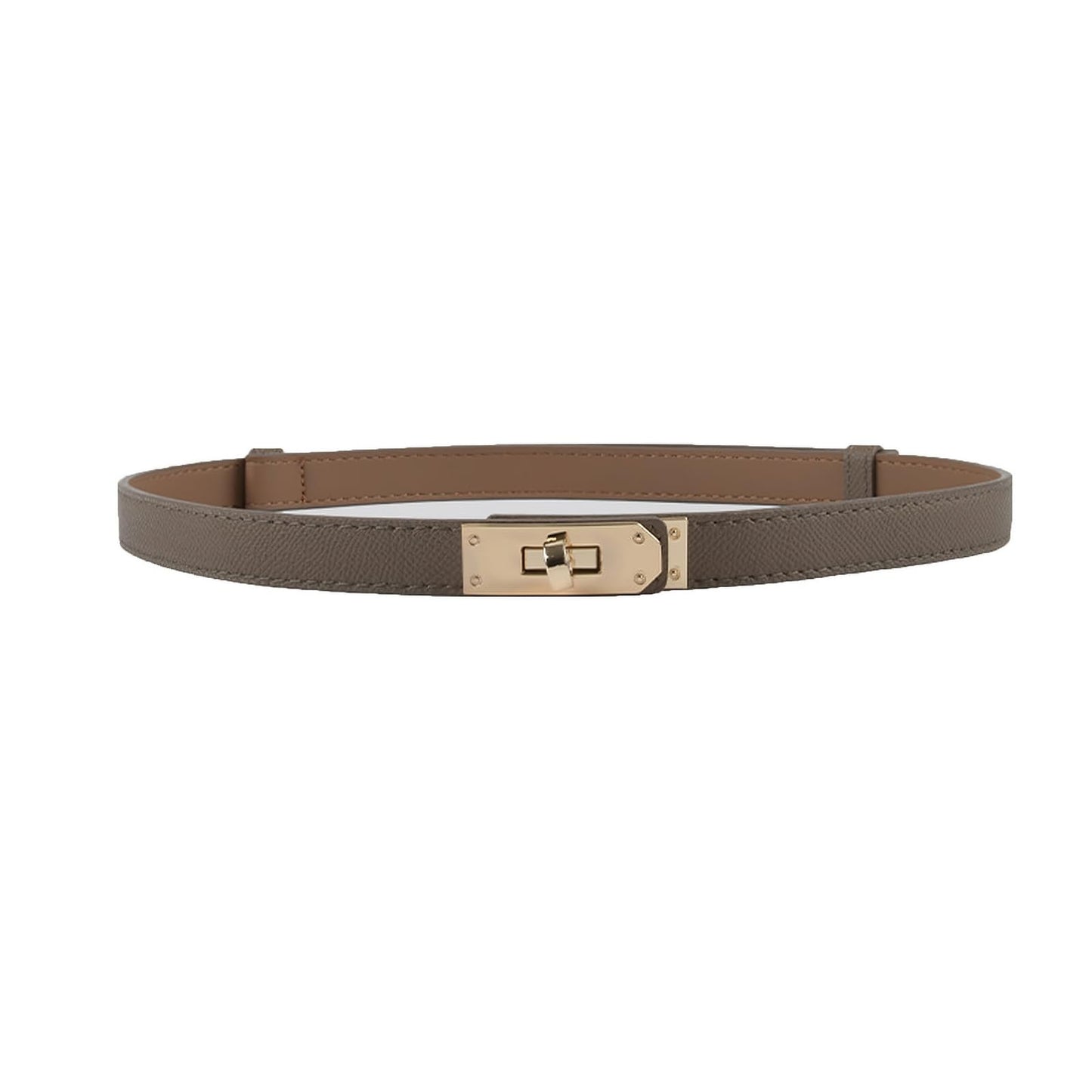 HOTFENLDY Adjustable Thin Belts For Womens Skinny Belts For Dresses Womens Solid Color Alloy Turn Lock Belts For Jeans