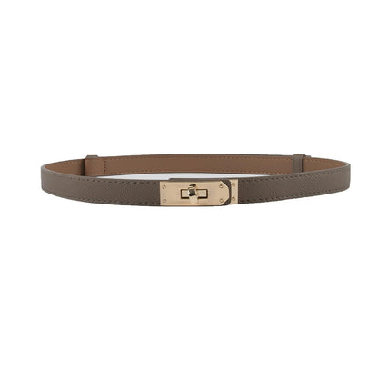 HOTFENLDY Adjustable Thin Belts For Womens Skinny Belts For Dresses Womens Solid Color Alloy Turn Lock Belts For Jeans