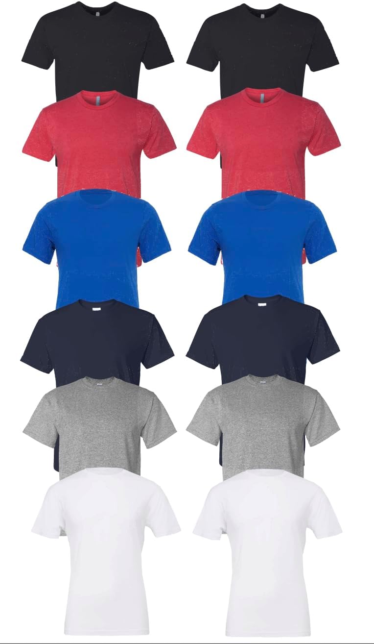 HOTEVERYDAY TEES Men's Heavy Cotton Tee (Pack of 12), Assorted Mixed Color Small to 5XL