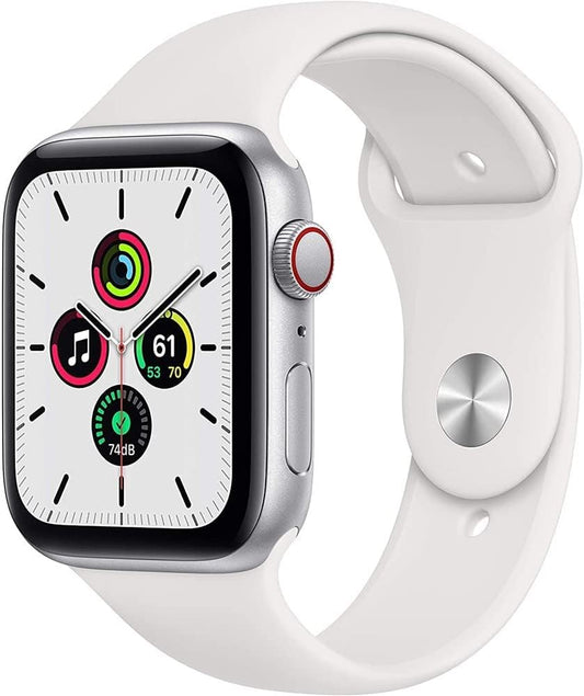 HOTApple Watch SE (GPS + Cellular, 40mm) - Silver Aluminum Case with White Sport Band (Renewed)