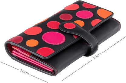 HOTVisconti P2 Neptune Soft Womans' Leather Wallet/Purse with Polka Dots (Very Berry)