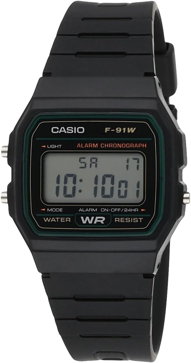 HOTCasio F-91W-3DG - Black Watch, Black/White, Strap