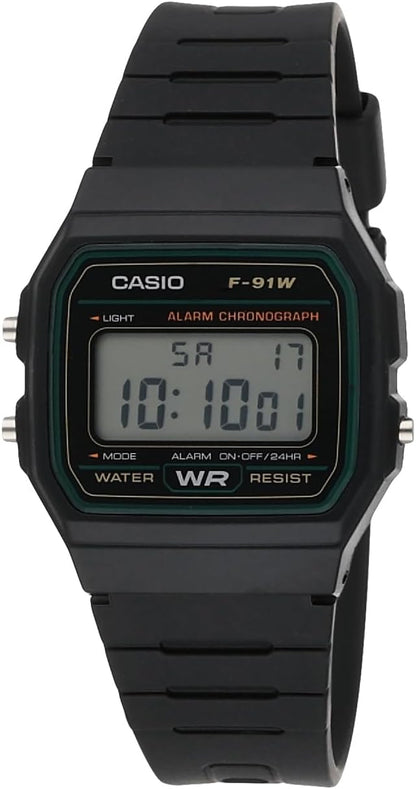 HOTCasio F-91W-3DG - Black Watch, Black/White, Strap