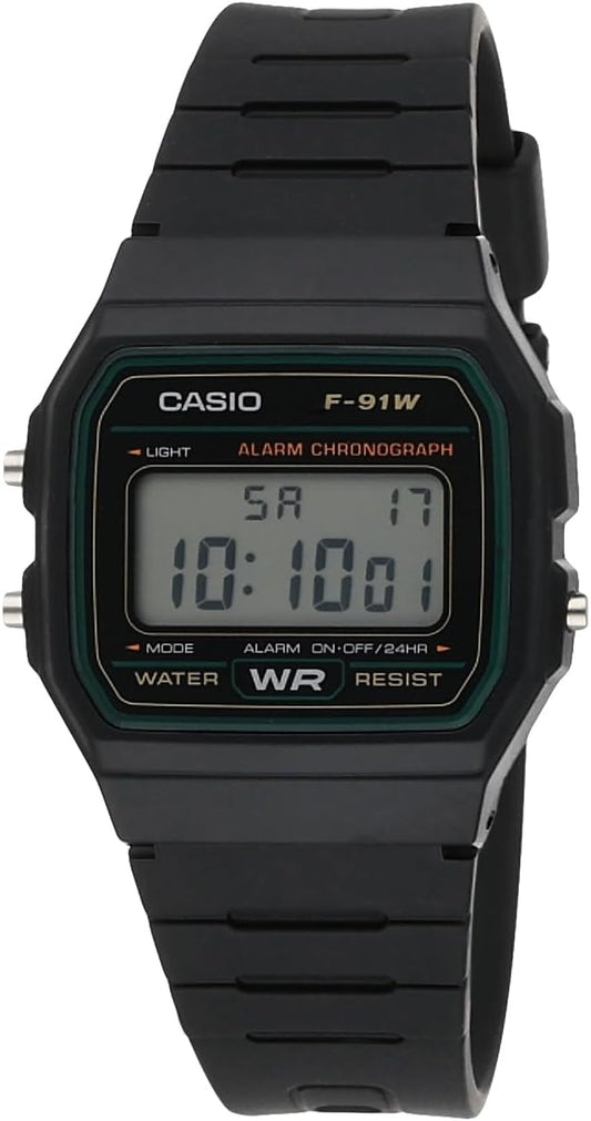 HOTCasio F-91W-3DG - Black Watch, Black/White, Strap