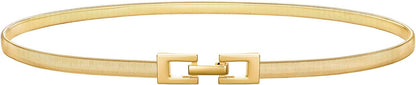 HOTVONMELLI Women's Skinny Metal Cinch Belt for Dress Stretch Thin Waist Belt Gold/Sliver Elastic Belts