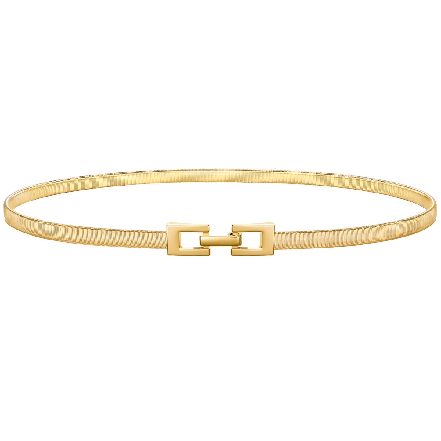 HOTVONMELLI Women's Skinny Metal Cinch Belt for Dress Stretch Thin Waist Belt Gold/Sliver Elastic Belts