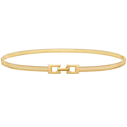 HOTVONMELLI Women's Skinny Metal Cinch Belt for Dress Stretch Thin Waist Belt Gold/Sliver Elastic Belts