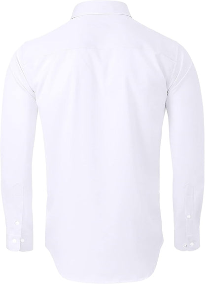 HOTAlimens & Gentle Men's Dress Shirts Long Sleeve Wrinkle-Free Stretch Shirts Solid Formal Button Down Shirt with Pocket