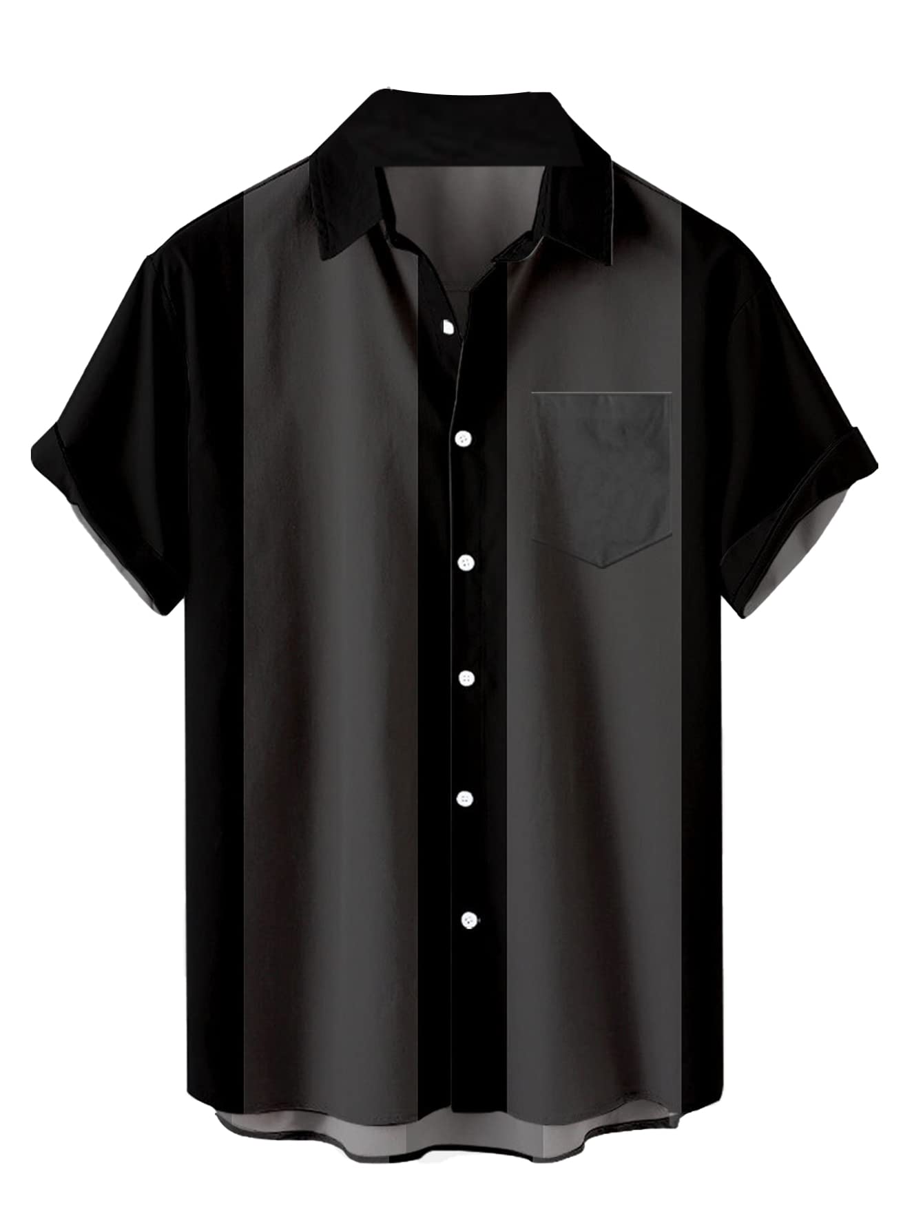 HOTHardaddy Men's Vintage Bowling Shirt Short Sleeve Button Down Hawaiian Summer Beach Printed Casual Shirts