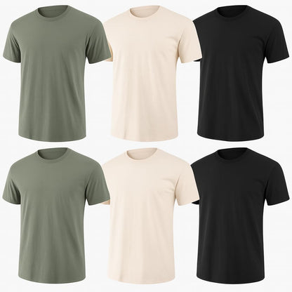 HOT6-Pack Bulk Men’s T-Shirts – Soft Pre-Shrunk Premium Cotton, Short Sleeves, Reinforced Collar, Crew Neck, Casual Fit