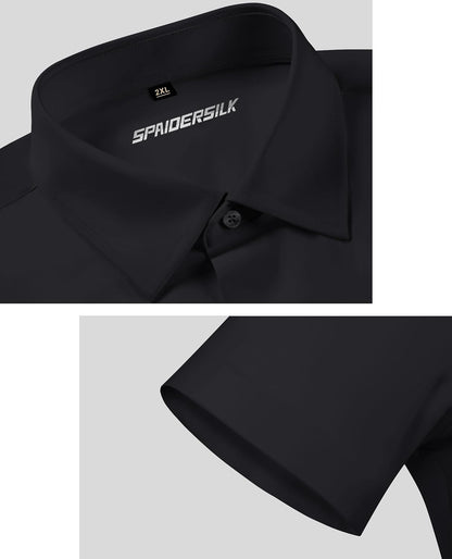 HOTLion Nardo Stretch Dress Shirts for Men Short Sleeve Slim Fit Casual Button Down Shirts Muscle Fit Men's Dress Shirts