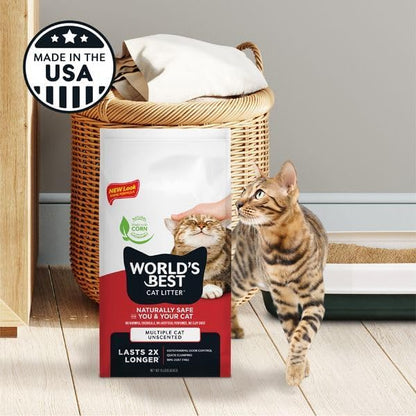 HOTWorld's Best Cat Litter, Multiple Cat, Unscented, Odor Control, 32 lb Bag