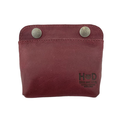 HOTHide & Drink, Leather Double Snap Pouch, Coin Purse, Cash & Card Holder, Cable Organizer, Makeup, Handmade Includes 101 Year Warranty (Single Malt Mahogany)