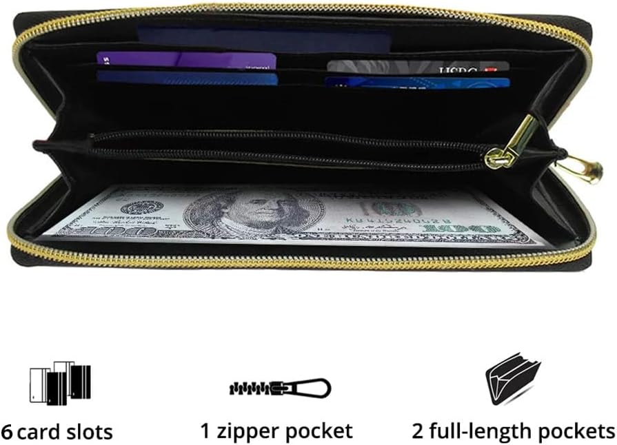 HOTOur Lady Of Grace Leather Clutch Purse Wallet for Women, Aesthetic Sacred Heart Virgin Mary RFID Blocking Zip Long Ladies Wallet Wristlet, Christian Blessed Mother Gift for Girl Mom Her (Scared Heart)