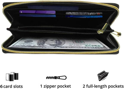 HOTOur Lady Of Grace Leather Clutch Purse Wallet for Women, Aesthetic Sacred Heart Virgin Mary RFID Blocking Zip Long Ladies Wallet Wristlet, Christian Blessed Mother Gift for Girl Mom Her (Scared Heart)