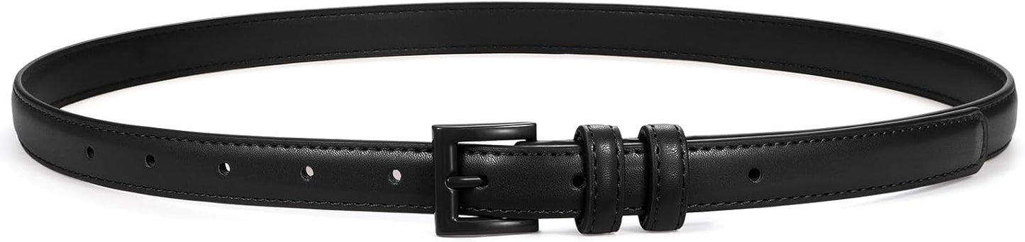 HOTSUOSDEY Women Skinny Belt for Jeans Dresses Candy Color Thin Waist Belt with Square Buckle 0.7" Width