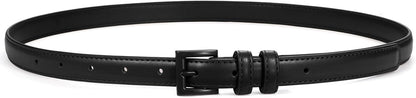 HOTSUOSDEY Women Skinny Belt for Jeans Dresses Candy Color Thin Waist Belt with Square Buckle 0.7" Width
