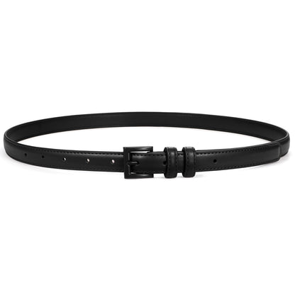 HOTSUOSDEY Women Skinny Belt for Jeans Dresses Candy Color Thin Waist Belt with Square Buckle 0.7" Width