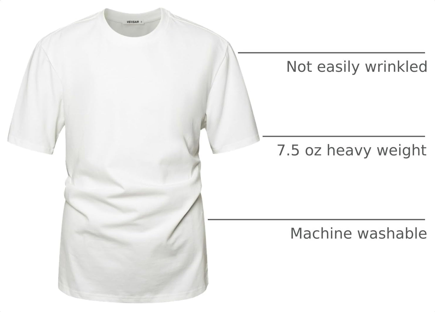 HOTVEIISAR Men's Heavy Weight Crew Neck T-Shirt Mens Premium Cotton Tee - Pre Shrunk S-3XL