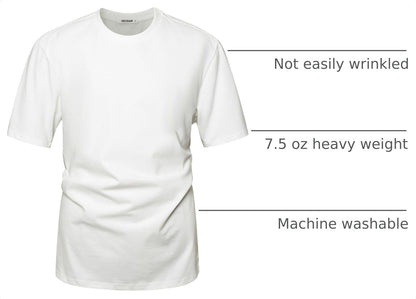 HOTVEIISAR Men's Heavy Weight Crew Neck T-Shirt Mens Premium Cotton Tee - Pre Shrunk S-3XL