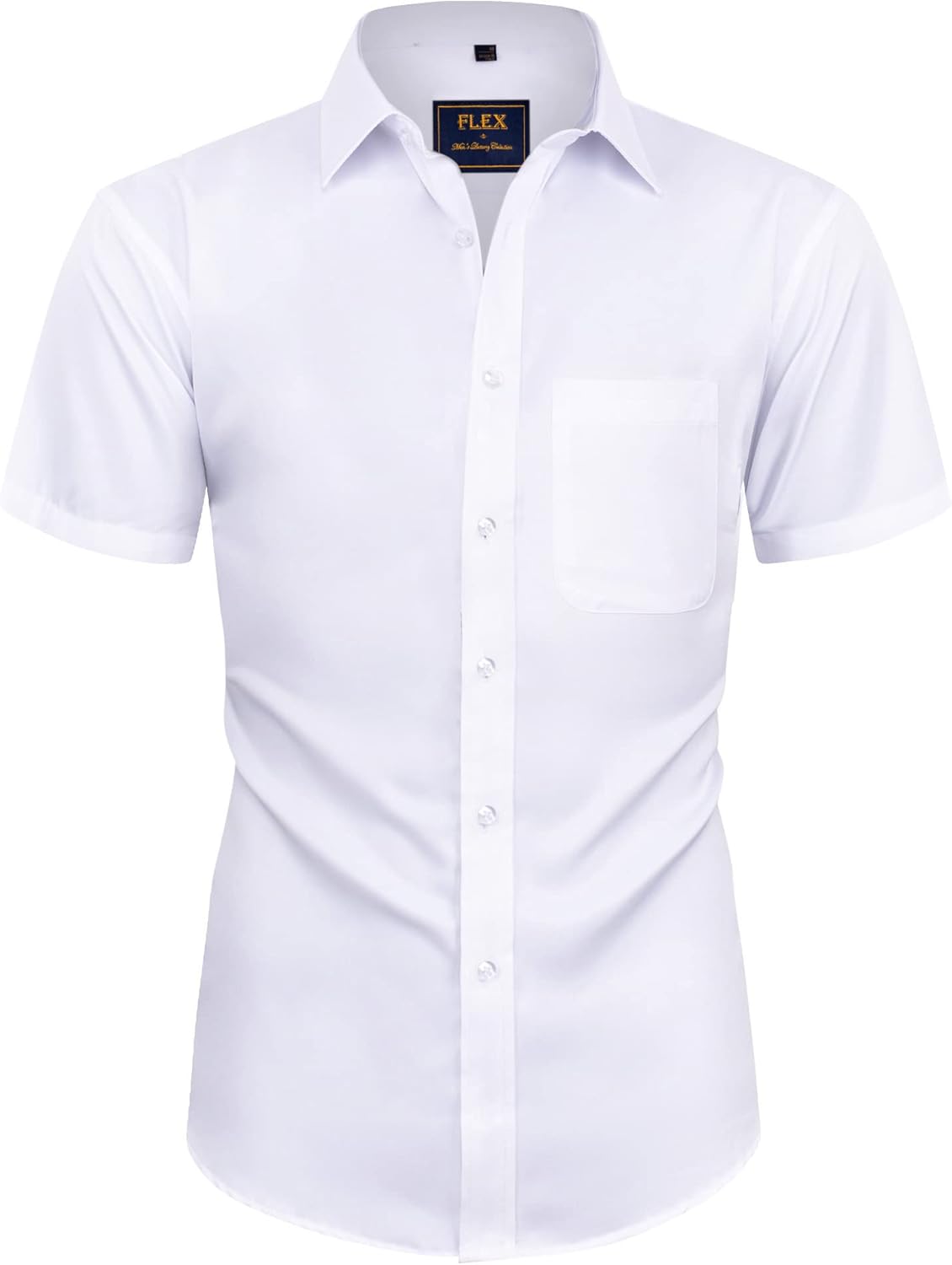HOTAlimens & Gentle Mens Short Sleeve Dress Shirts Wrinkle Free Solid Casual Button Down Shirts with Pocket