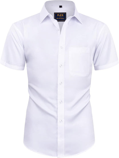 HOTAlimens & Gentle Mens Short Sleeve Dress Shirts Wrinkle Free Solid Casual Button Down Shirts with Pocket