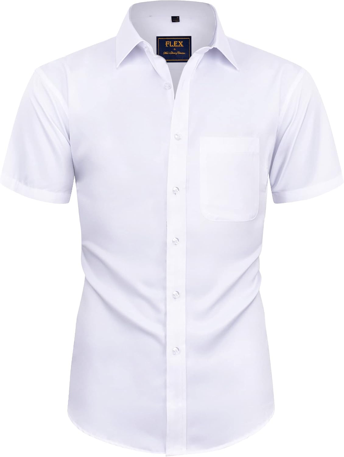 HOTAlimens & Gentle Mens Short Sleeve Dress Shirts Wrinkle Free Solid Casual Button Down Shirts with Pocket