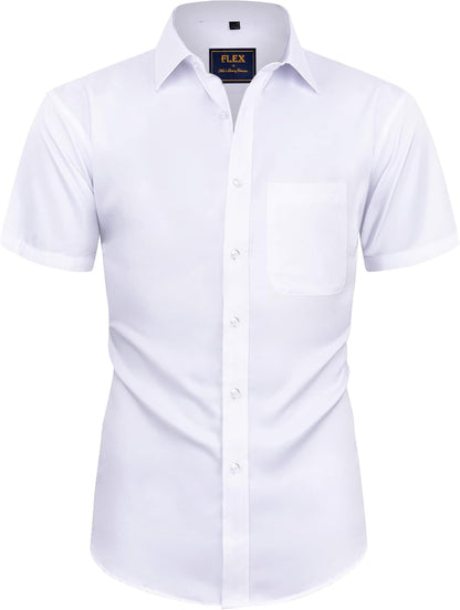 HOTAlimens & Gentle Mens Short Sleeve Dress Shirts Wrinkle Free Solid Casual Button Down Shirts with Pocket