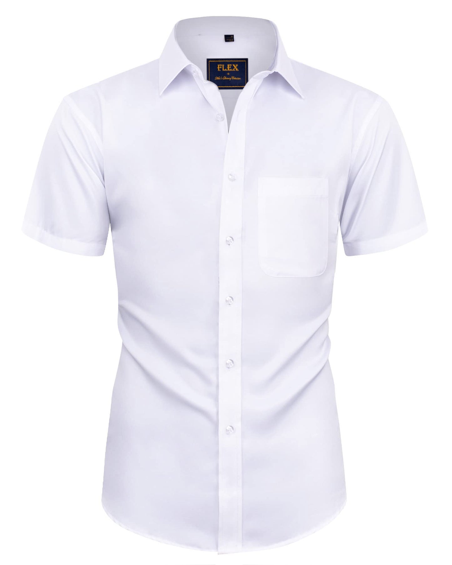 HOTAlimens & Gentle Mens Short Sleeve Dress Shirts Wrinkle Free Solid Casual Button Down Shirts with Pocket