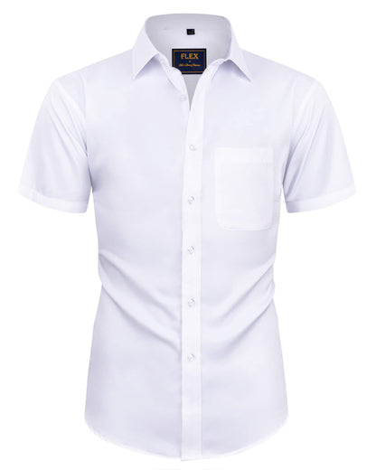 HOTAlimens & Gentle Mens Short Sleeve Dress Shirts Wrinkle Free Solid Casual Button Down Shirts with Pocket