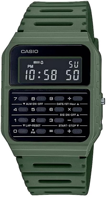 HOTCasio CA-53WF-3B Calculator Green Digital Mens Watch Original New Classic CA-53, 43.2×34.4×8.2mm (CA-53WF-3BDF)