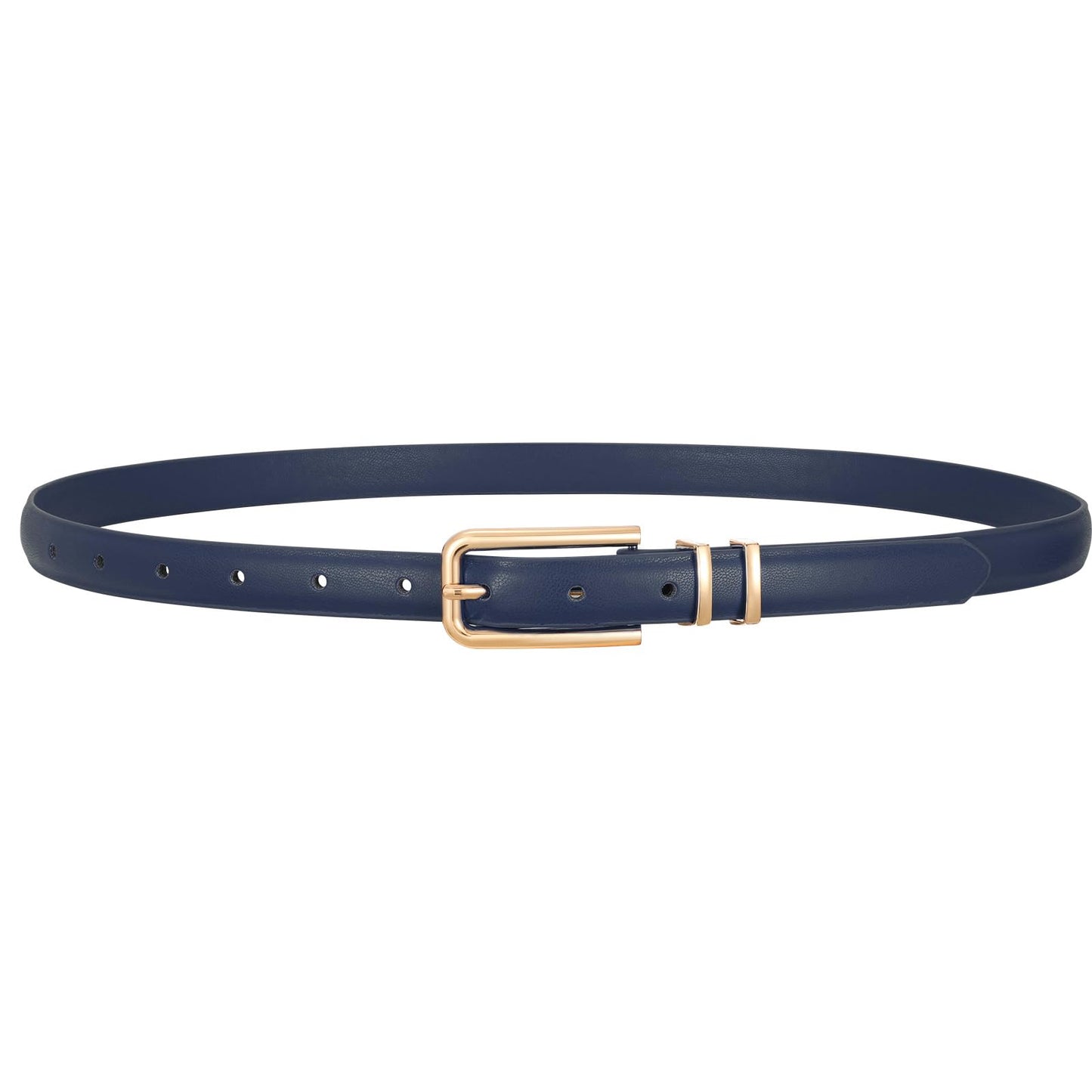 HOTVONMELLI Women Skinny Leather Belt Thin Waist Belt for Women Jeans Dress Fashion Ladies Belt with Gold Buckle