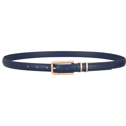 HOTVONMELLI Women Skinny Leather Belt Thin Waist Belt for Women Jeans Dress Fashion Ladies Belt with Gold Buckle