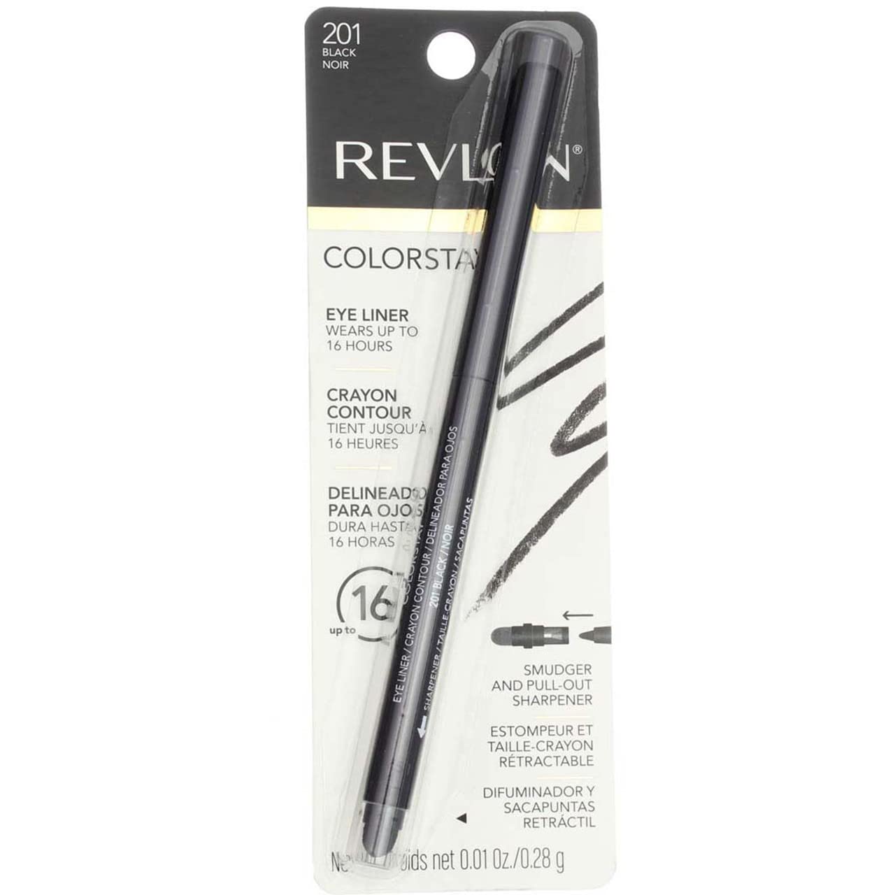 HOTRevlon ColorStay Pencil Waterproof Eyeliner, Smudge-Proof, Eye Makeup with Built-In Sharpener, Long-Lasting, Matte Finish, 201 Black, 2 pack