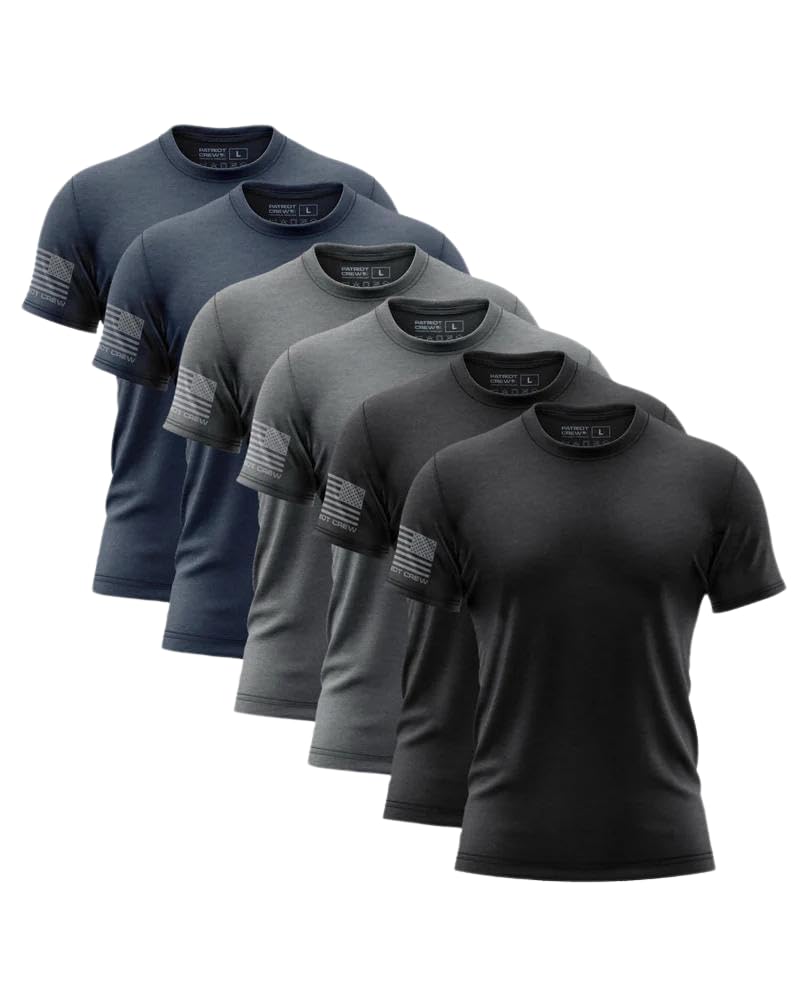 HOTPatriot Crew Men's 6 Pack Midnight Fresh T-Shirt, American Graphic Tee, Patriotic, USA & Freedom Style Shirt
