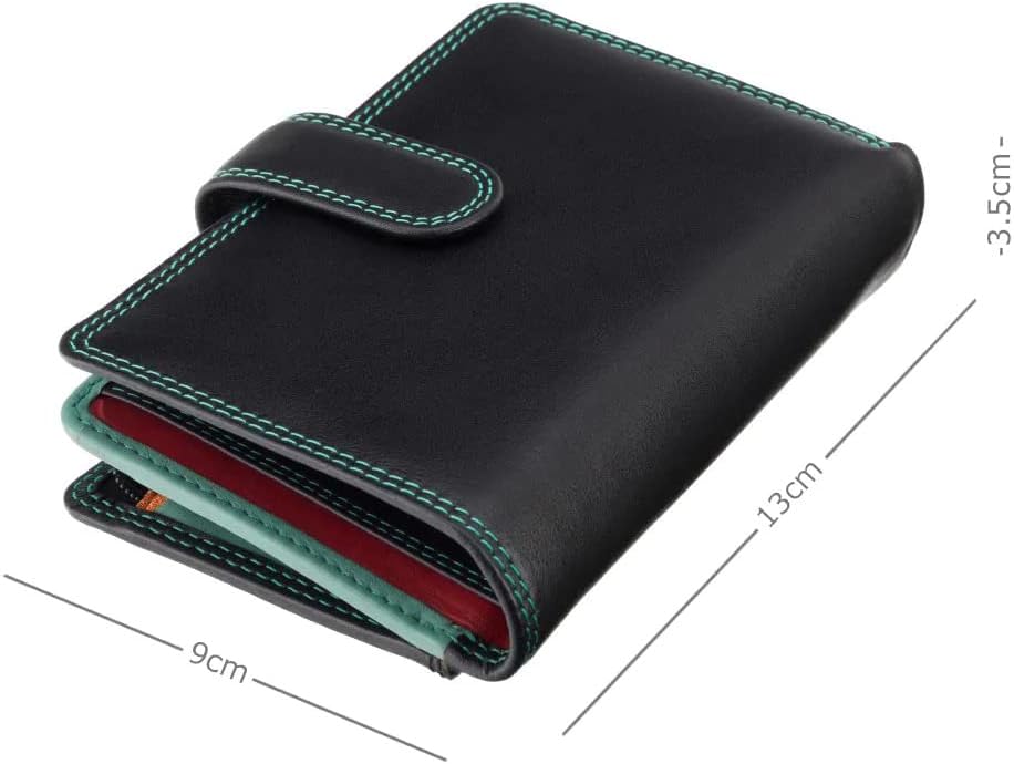HOTVISCONTI Rainbow Leather Ladies Purse Style RFID Blocking RB51 (Black Rhumba)