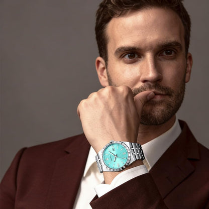 HOTCRRJU Watches for Men,Fashion Luxury Luminous Analog Quartz Wristwatches,Business Man Calendar Watches Silver