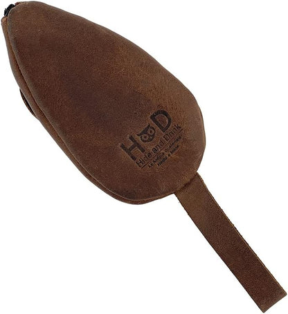 HOTHide & Drink, Mouse-Shaped Coin Pouch, Change Pouch, Pocket Case for Coins, Travel Accessory, Full Grain Leather, Handmade, Bourbon Brown