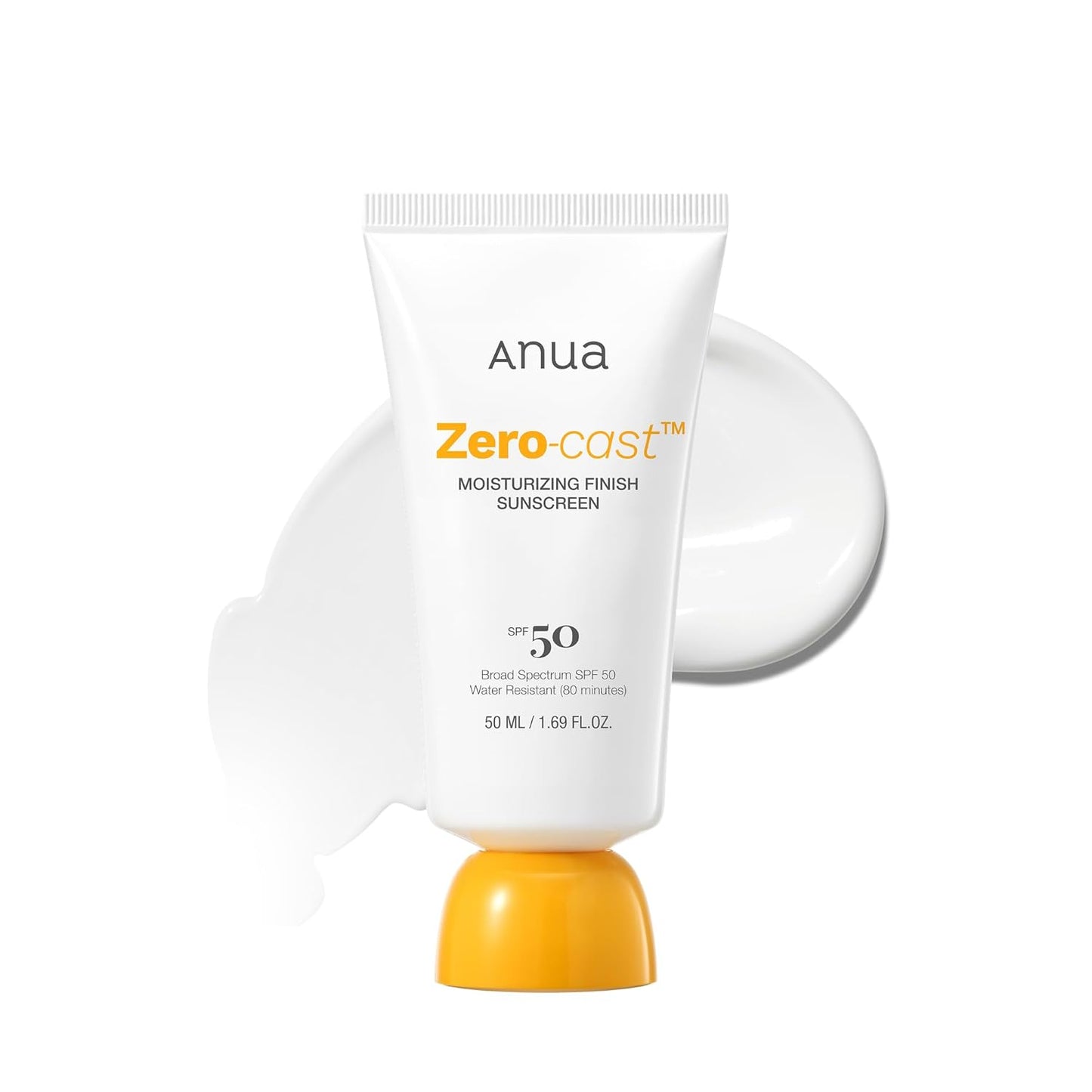 HOTAnua, Zero-Cast Moisturizing Sunscreen SPF 50, Glow Natural Sunscreen for face, No White Cast, Hyaluronic Acid, Niacinamide, Oil-Free, Korean Skincare, 1.69 fl oz