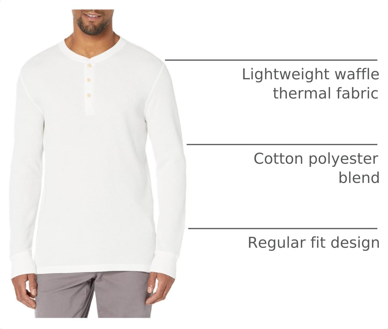 HOTAmazon Essentials Men's Long Sleeve Waffle Henley Shirt
