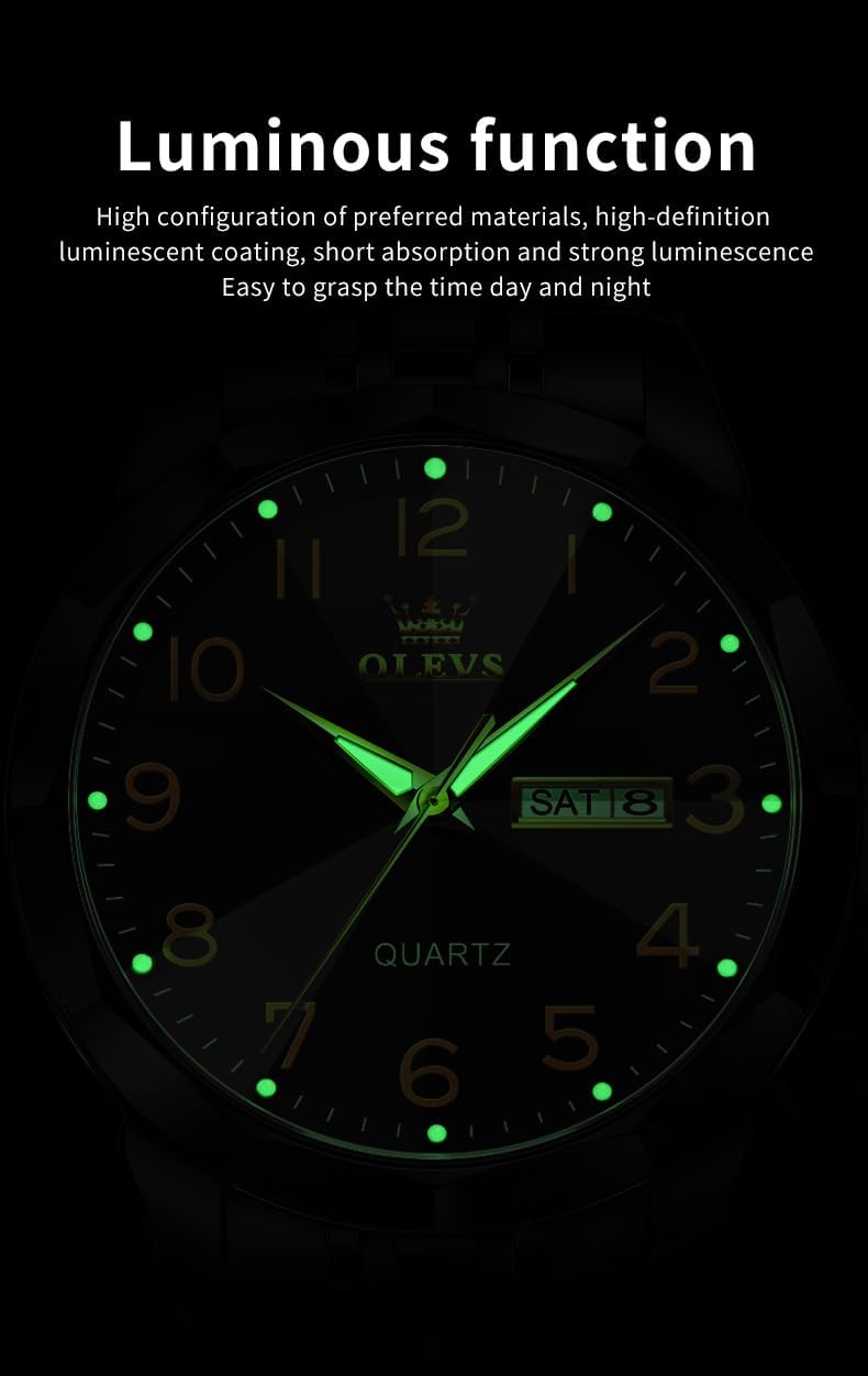 HOTOLEVS Watch for Men Simple Business Dress Analog Stainless Steel Waterproof Luminous Date Easy Read Men Wrsit Watch