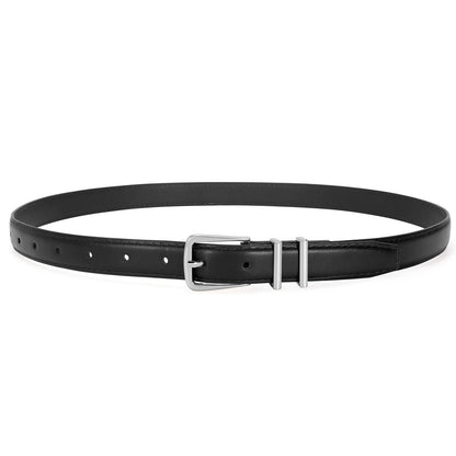 HOTVONMELLI Women Skinny Leather Belt Thin Waist Belt for Women Jeans Dress Fashion Ladies Belt with Gold Buckle